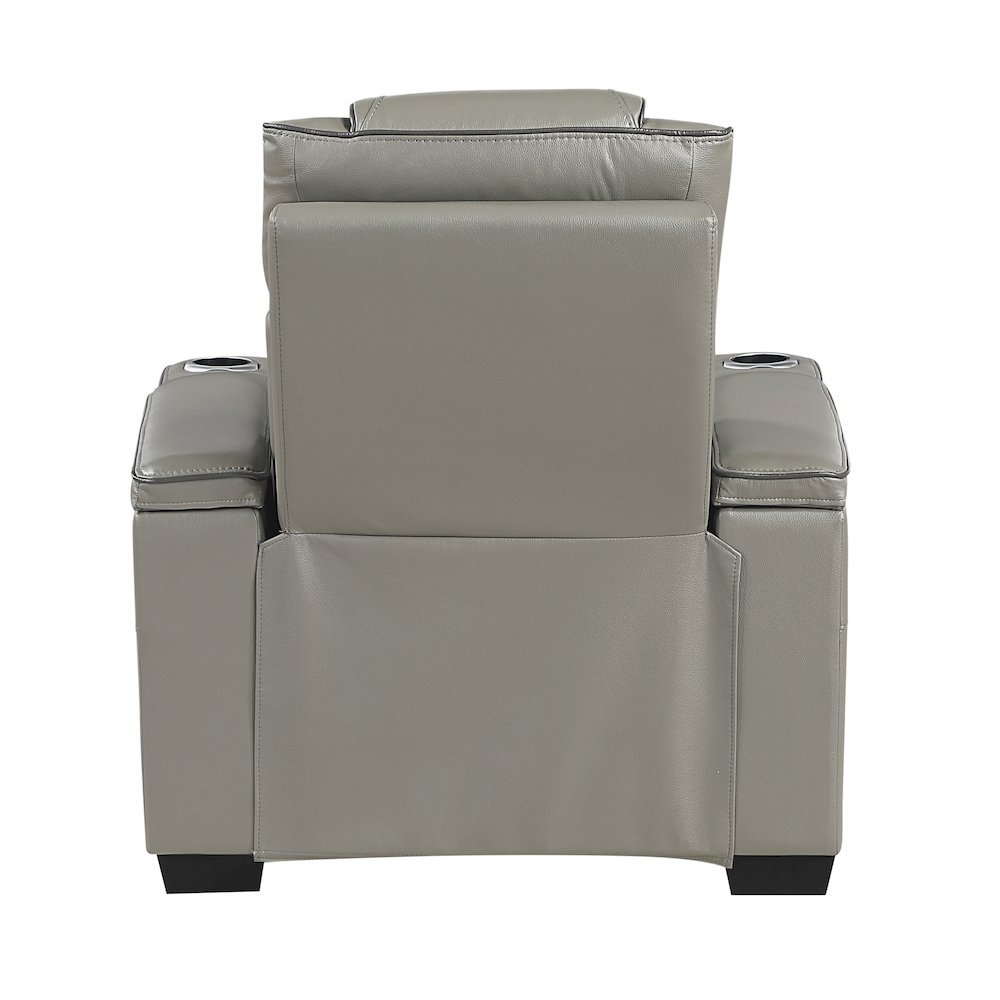Apex Leather Power Reclining Chair with Air Massage and Heat in Gray. Picture 3