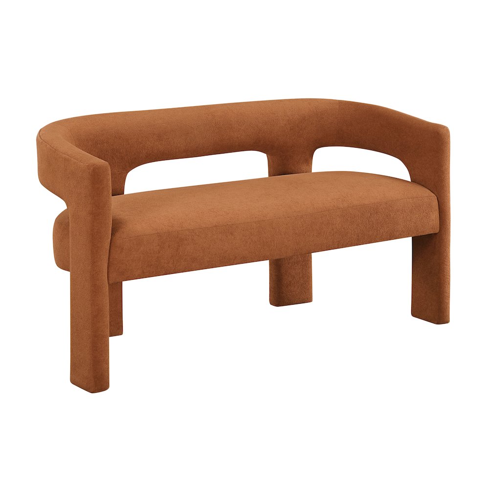 Marais Boucle Dining Bench in Orange. Picture 1