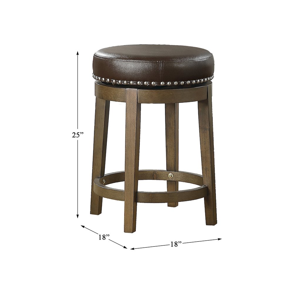 Westby Solid Wood 24" Round Swivel Stool, Set of 2 in Brown. Picture 4