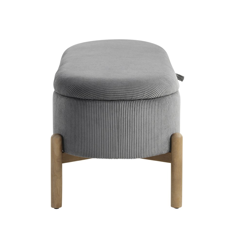 Mavis Corduroy Lift Top Storage Bench in Gray. Picture 5