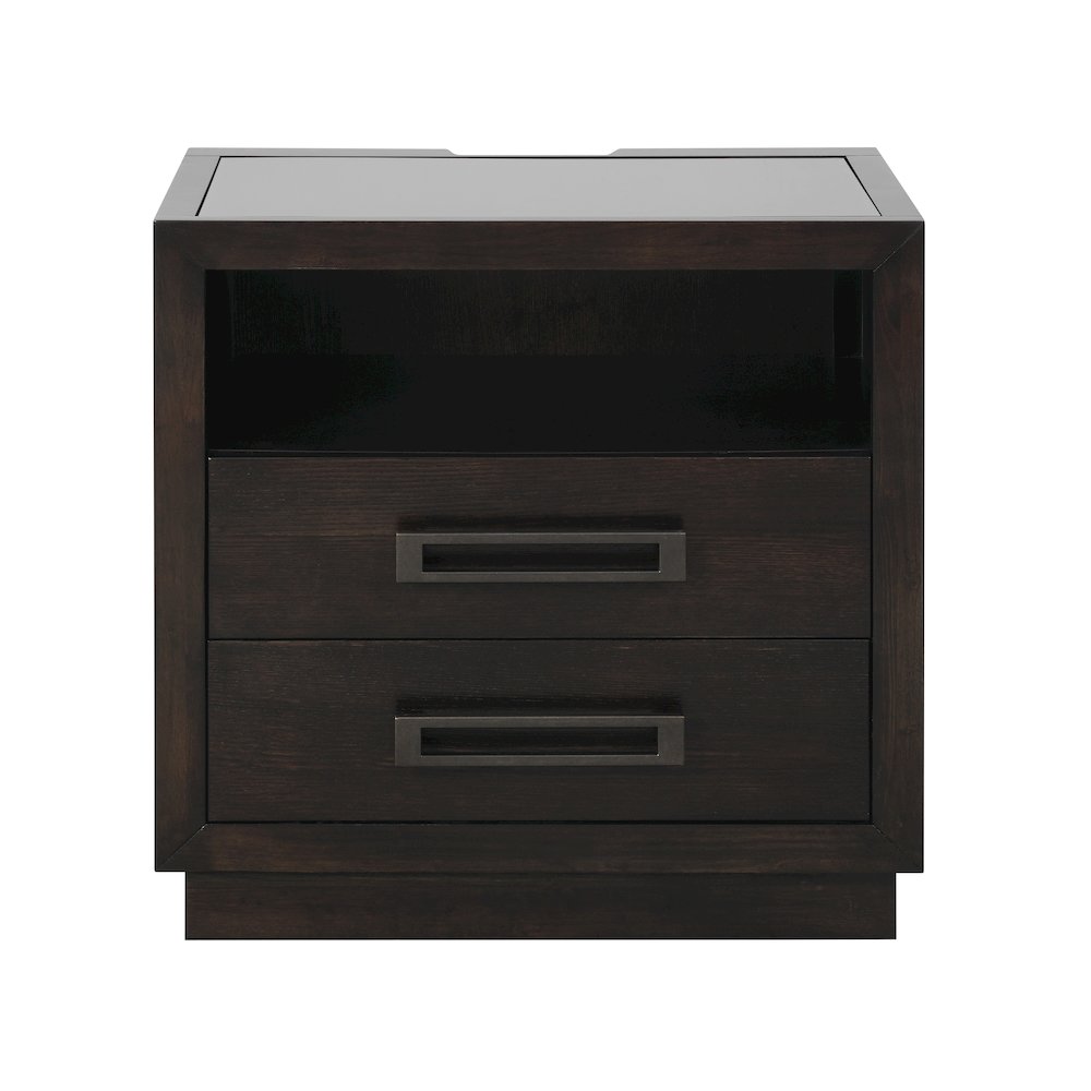 Larchmont Asian Hardwood Nightstand in Charcoal. Picture 4