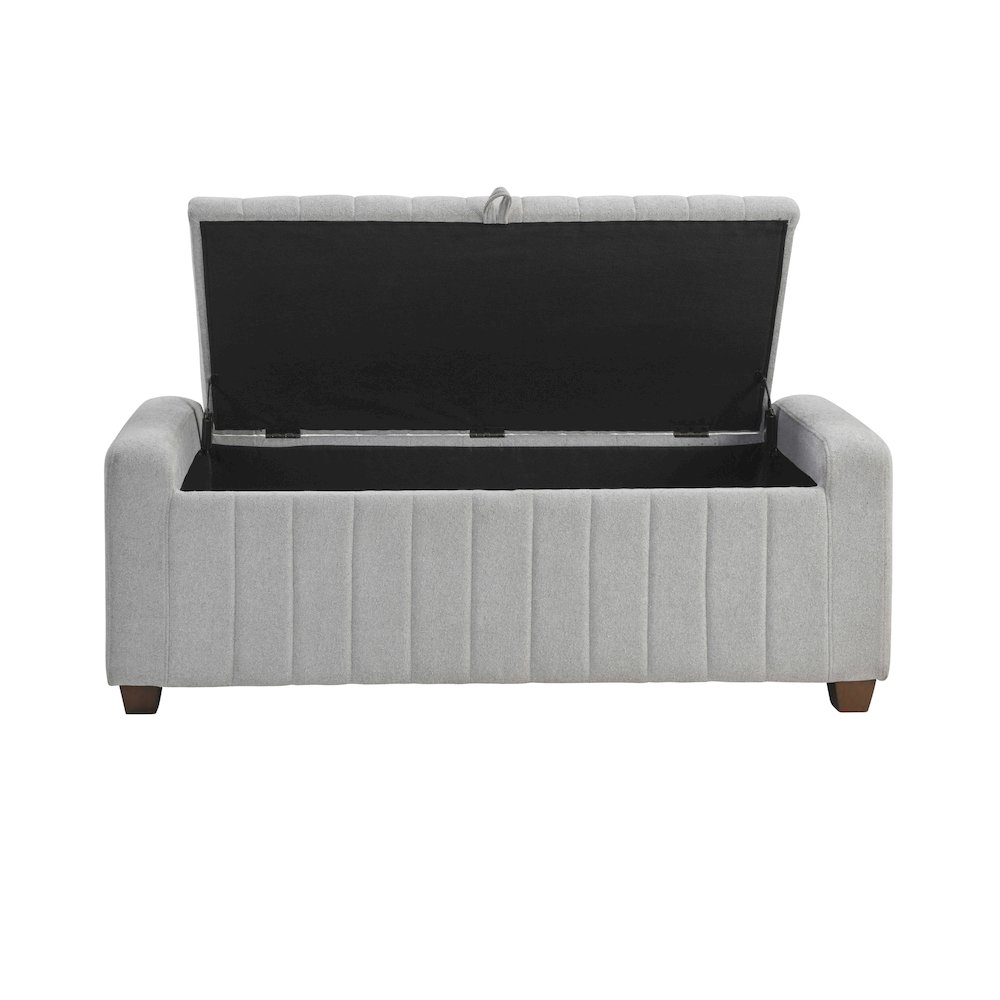Derby Boucle Lift Top Storage Bench in Gray. Picture 6
