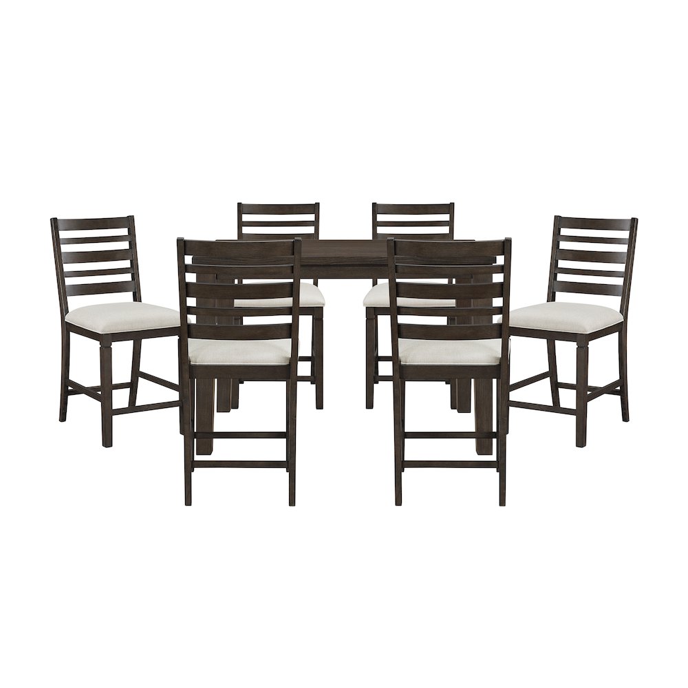 Victoria Asian Hardwood 7pcs Counter Height Dining Set in Dark Espresso. Picture 3