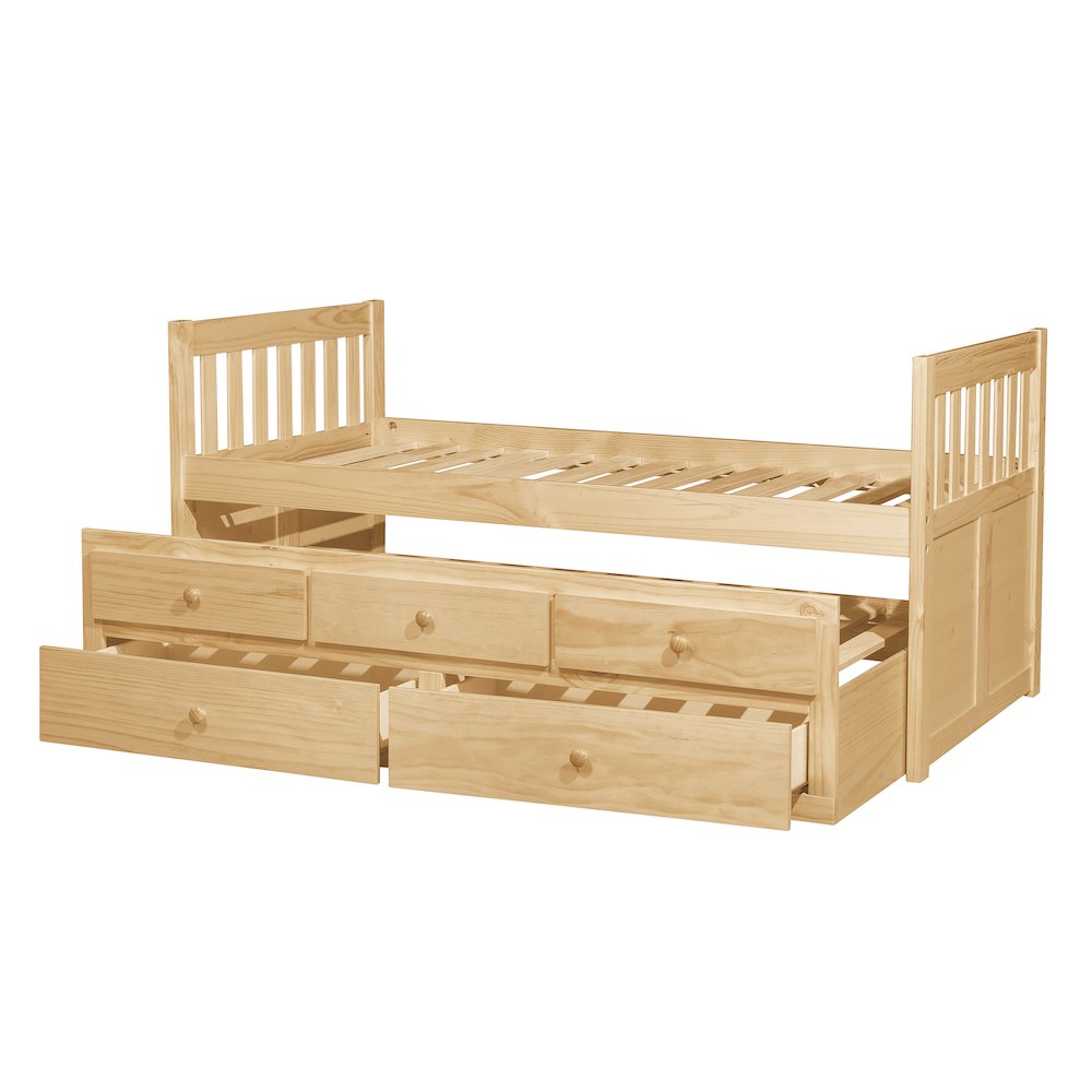 Bartly Pine Twin Over Twin Trundle Bed in Natural Pine. Picture 9