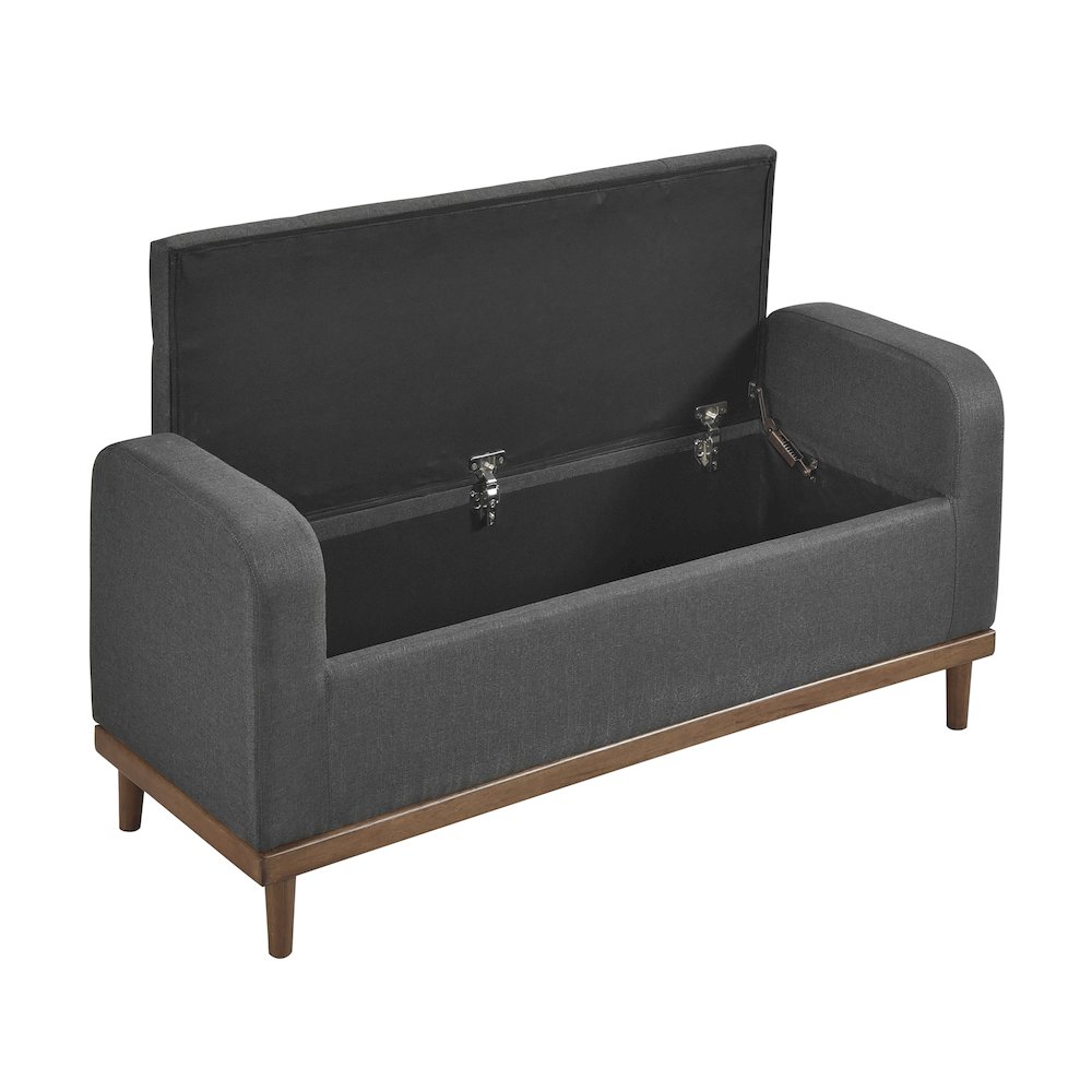 Brigitte Textured Lift Top Storage Bench in Dark Gray. Picture 7