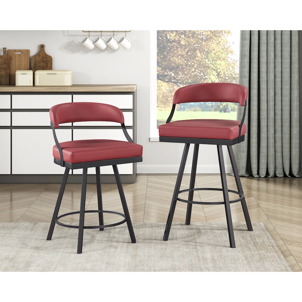 Crowley Faux leather Swivel Pub Height Chair in Red. Picture 2