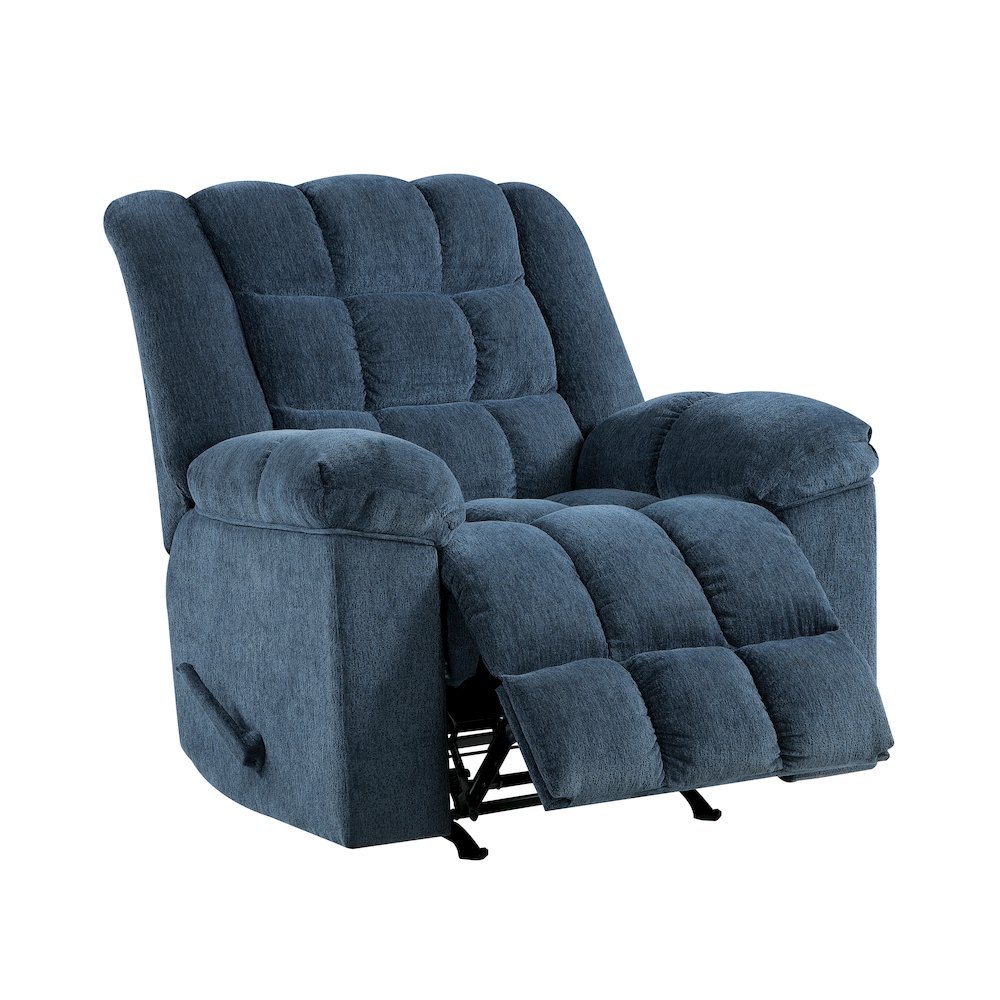 Baldwin Chenille Rocker Reclining Chair in Blue. Picture 7