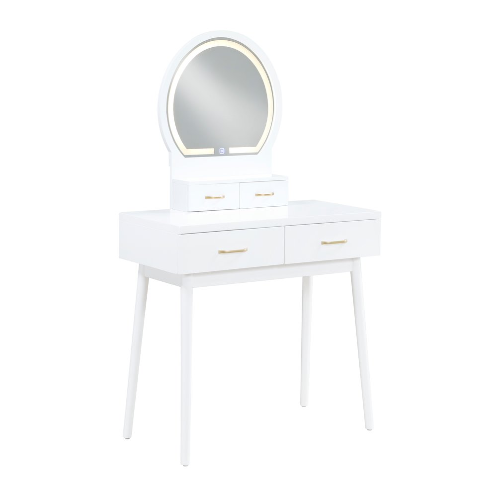 Camilla Acacia Vanity Dresser with Mirror and Stool in White. Picture 2