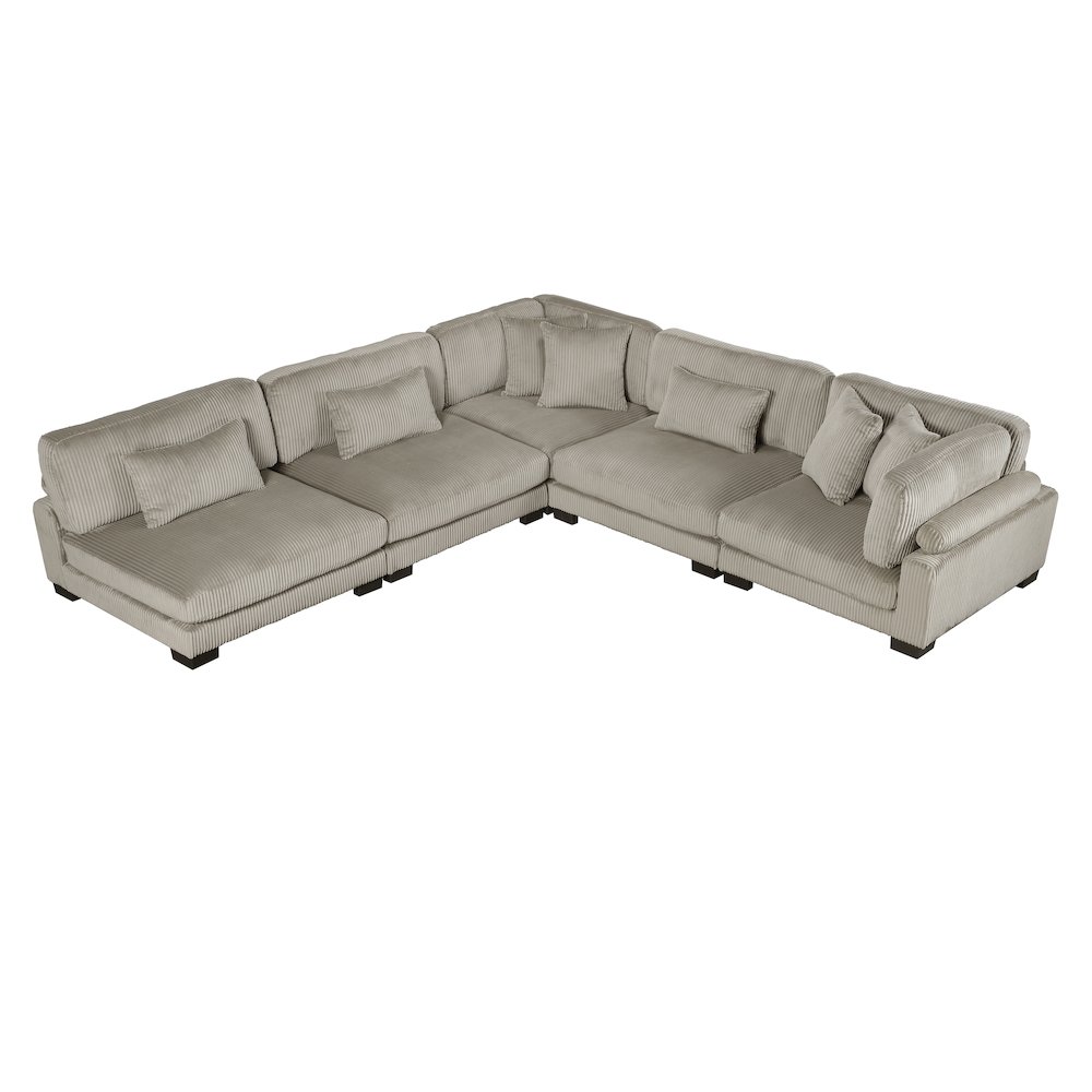 Traverse Corduroy 5-Piece Modular Sectional in Taupe. Picture 2