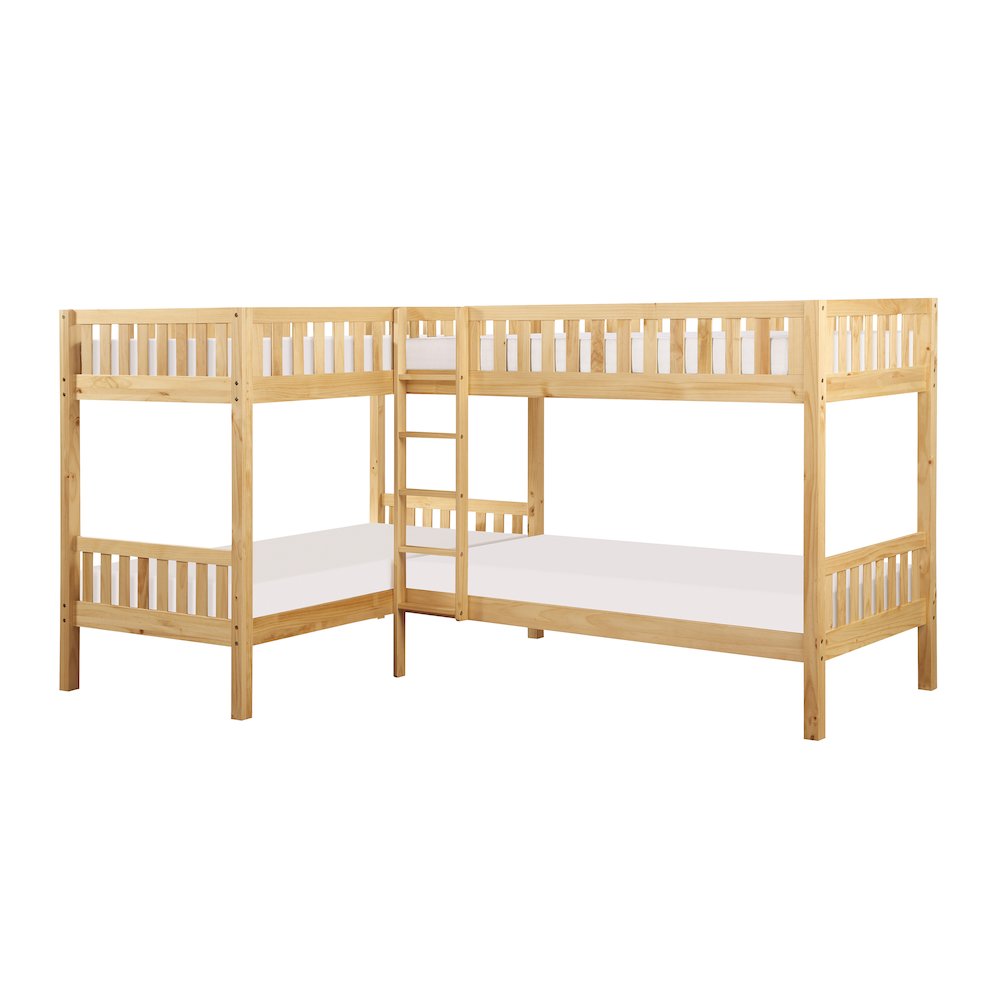 Bartly Pine Corner Bunk Bed in Natural Pine. Picture 1