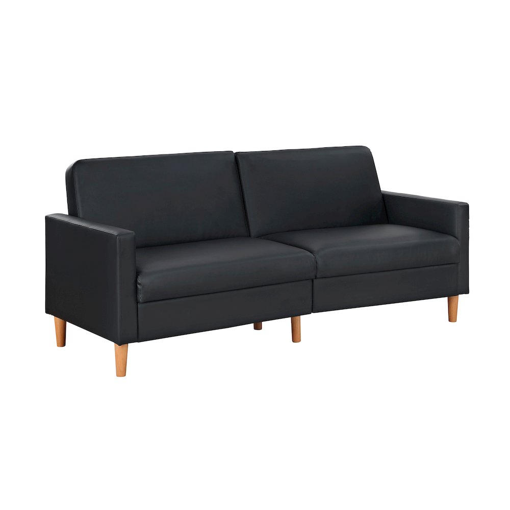 Carlton Faux Leather Elegant Lounger in Black. Picture 1