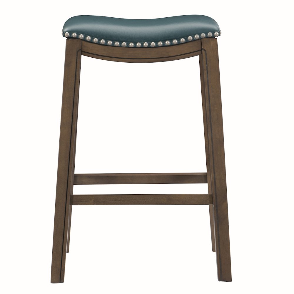 Ordway Solid Wood 29" Height Saddle Stool in Green. Picture 3