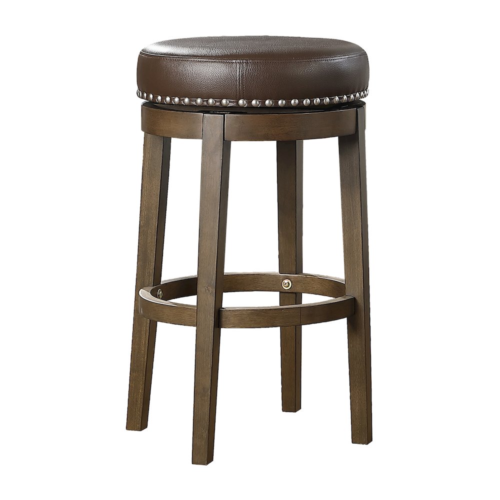Westby Solid Wood 29" Round Swivel Stool, Set of 2 in Brown. Picture 1