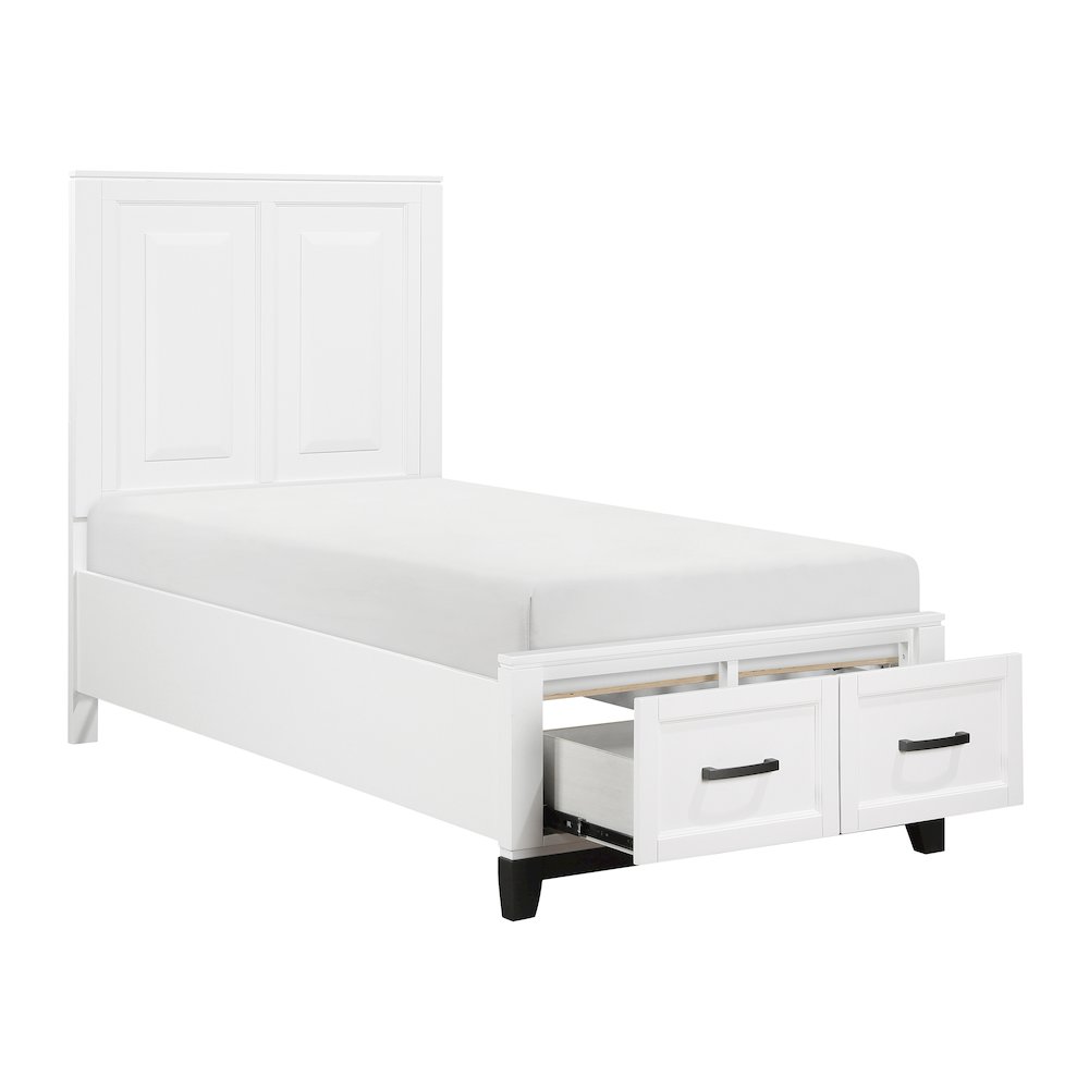Garretson Acacia Twin Pltfm Bed in 2-Tone Finish (White n Metallic Gray). Picture 7