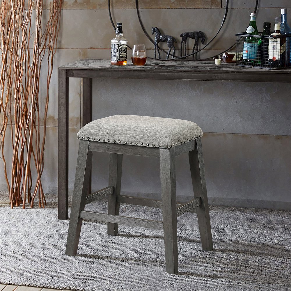 Timbre Chenille Counter Height Stool, set of 2 in Gray. Picture 2