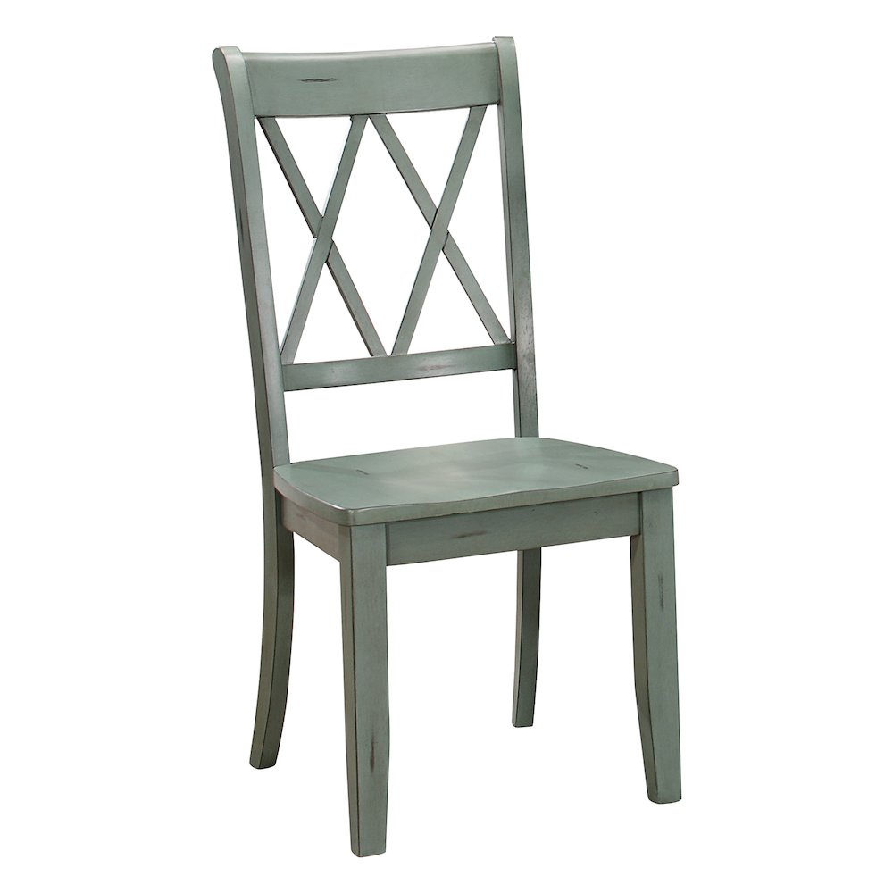 Janina Wood Dining Room Side Chair, set of 2 in Teal. Picture 1
