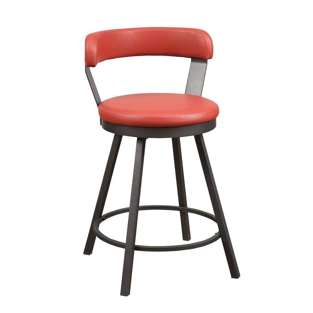 Appert Metal Swivel Counter Height Chair, Red, set of 2 in Red. Picture 1