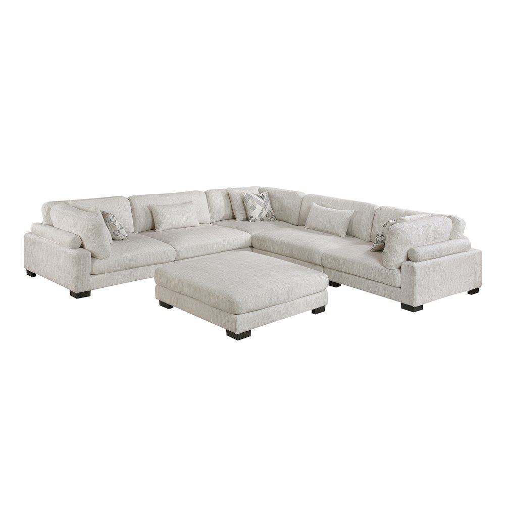 Corydon Microfiber 6-Piece Modular Sectional with Ottoman in Beige. Picture 1