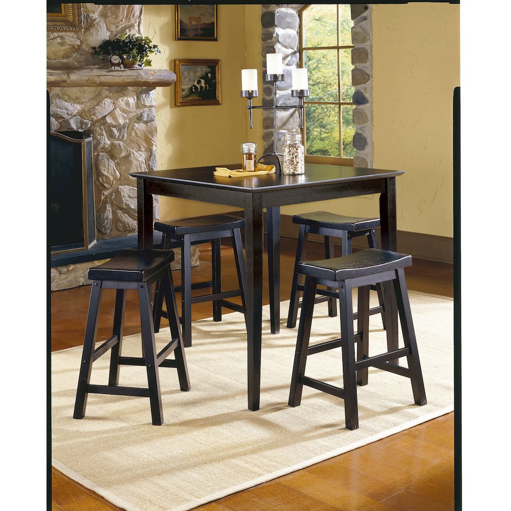 Saddleback Solid Wood 24" Height Stool, Set of 2 in Black Finish. Picture 2