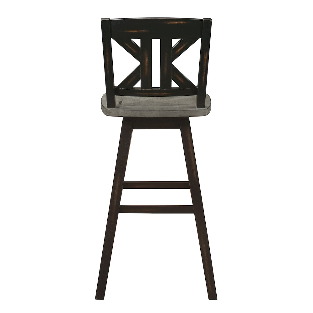 Amsonia Solid Wood Swivel Pub Height Chair, set of 2 in Gray and Black. Picture 3