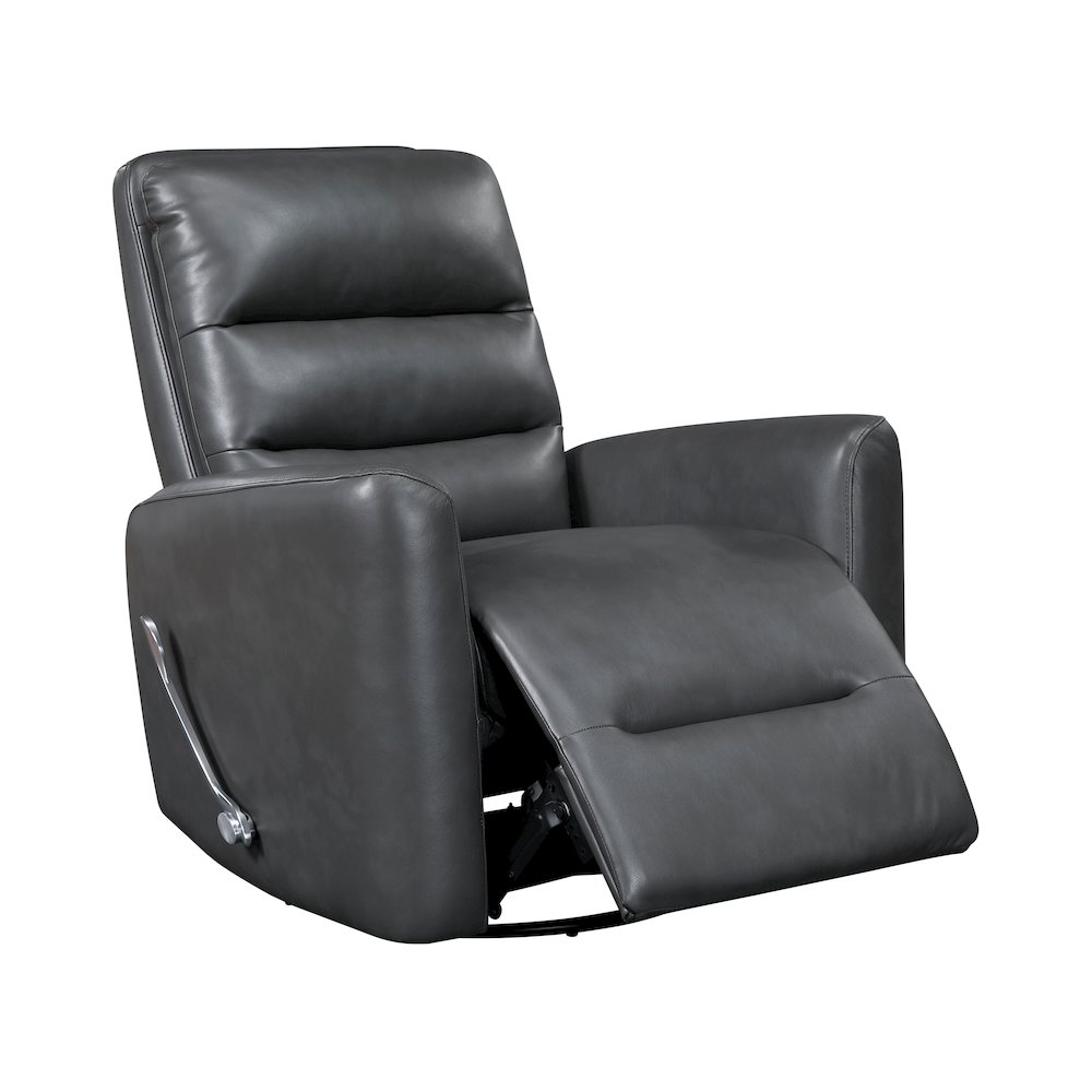 Dimitri Faux Leather Swivel Glider Reclining Chair in Gray. Picture 8