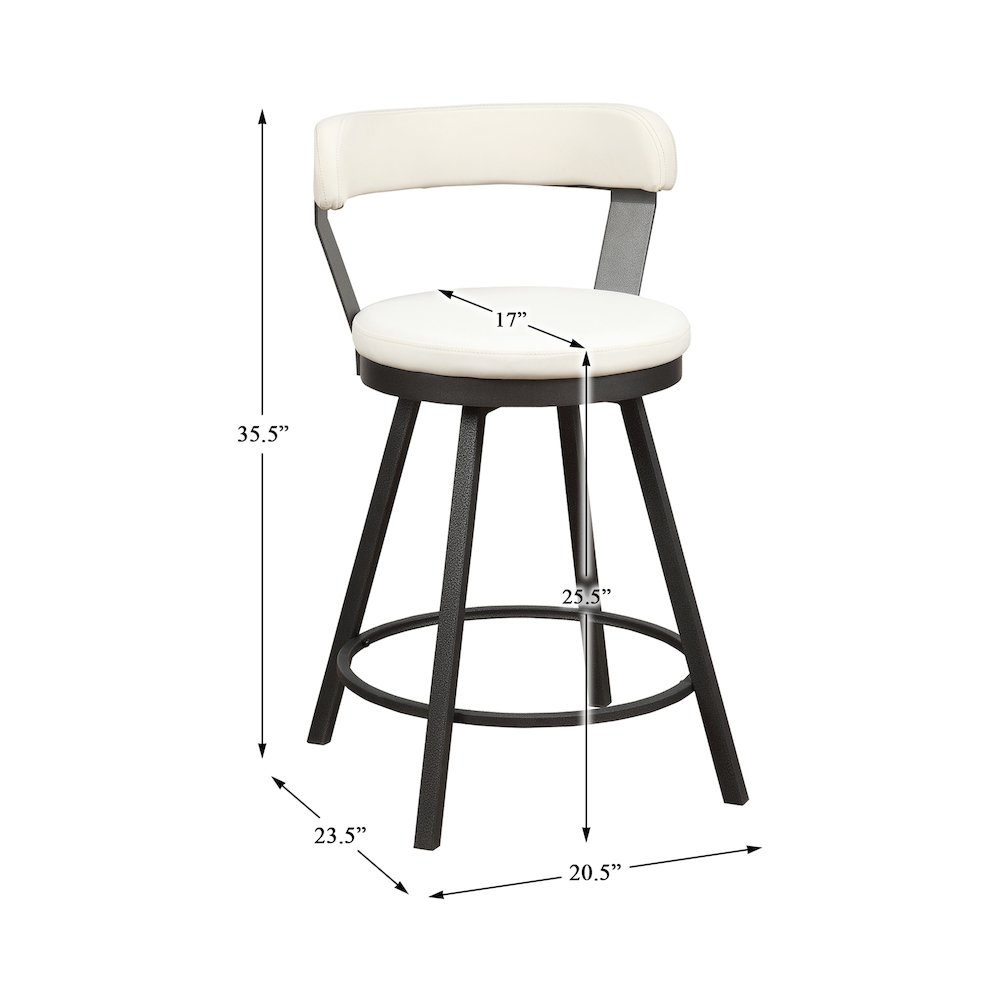 Appert Metal Swivel Counter Height Chair, set of 2 in White. Picture 4