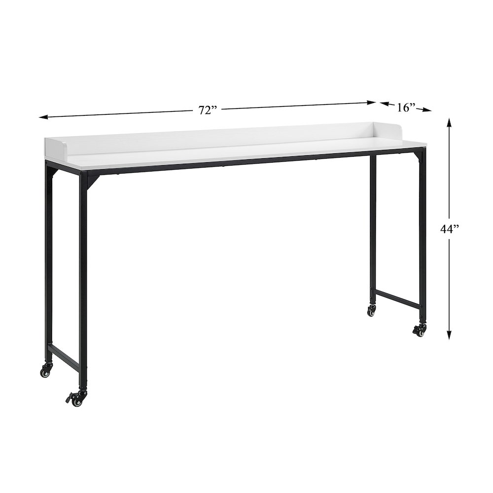 Sumter Faux Wood Over-The-Bed Desk in White and Black Metal Finish. Picture 4