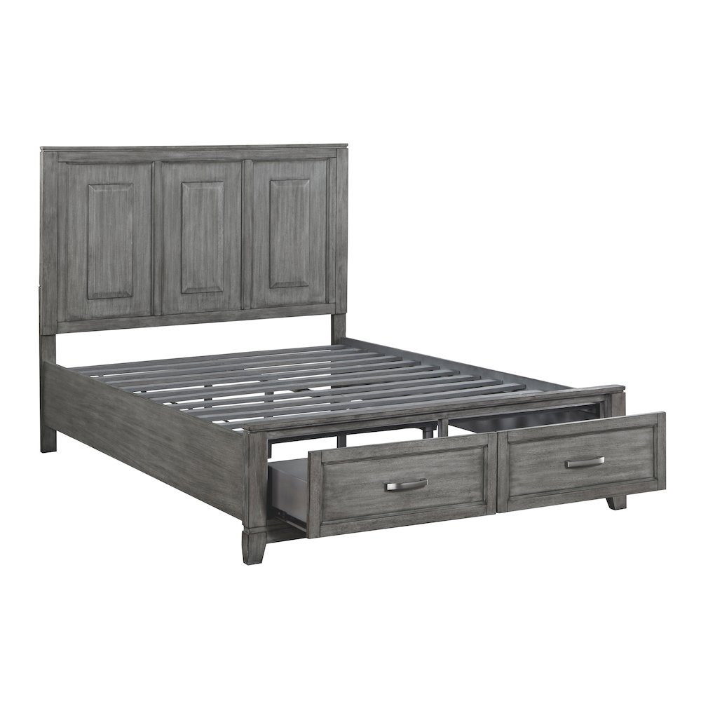 Garretson Acacia Queen Platform Bed with Footboard Storage in Gray. Picture 8