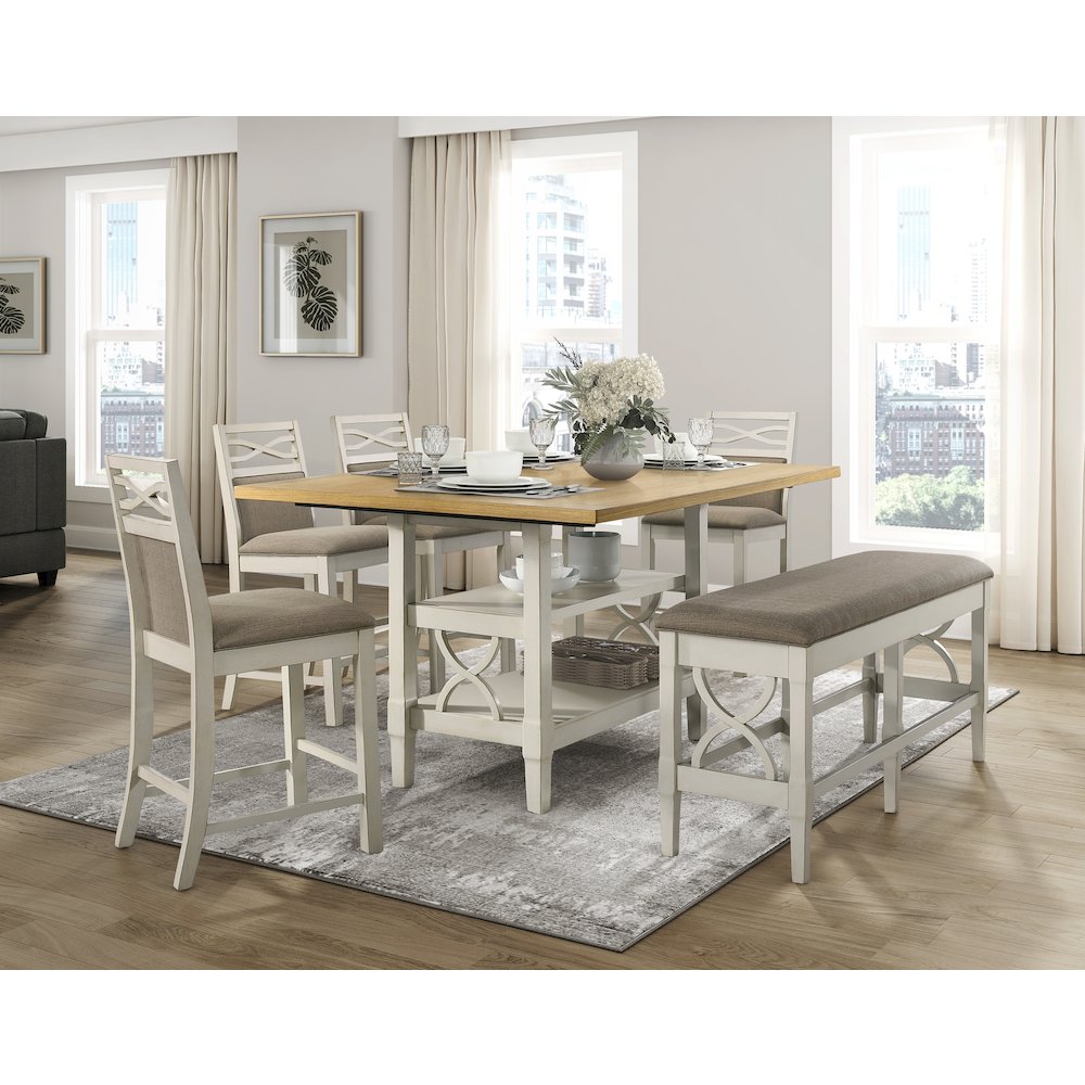 Maribelle Wood Veneer Counter Height Table in Light Oak and Gray. Picture 2
