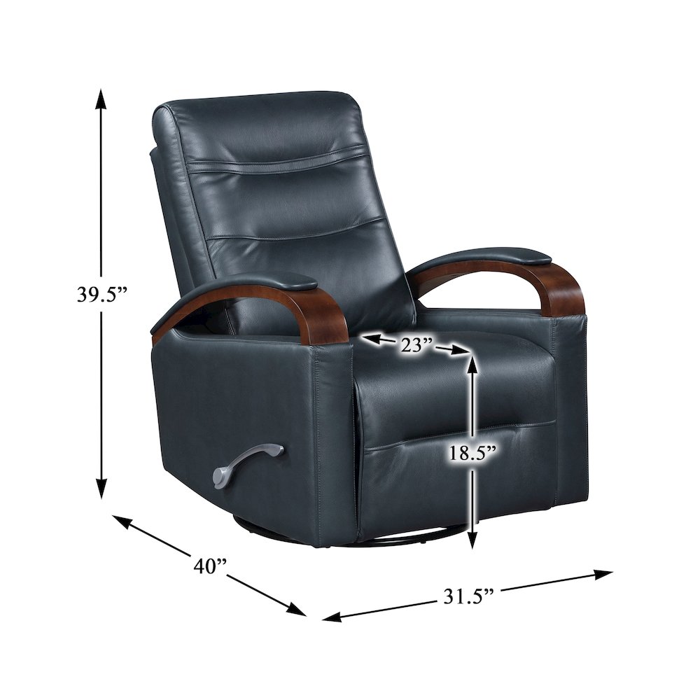Margot Faux Leather Swivel Glider Reclining Chair in Dark Blue. Picture 5