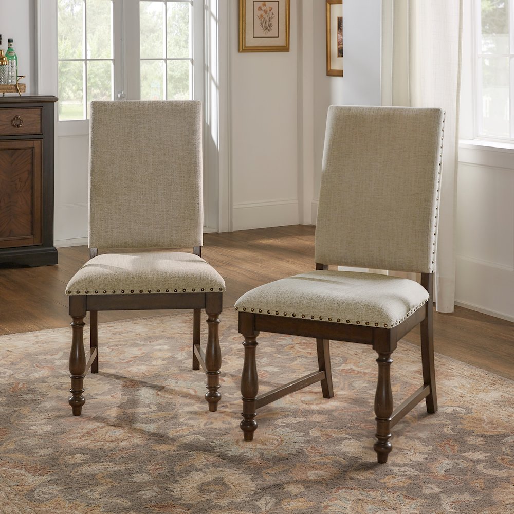 Stonington Textured Dining Side Chair, Set of 2 in Beige. Picture 2