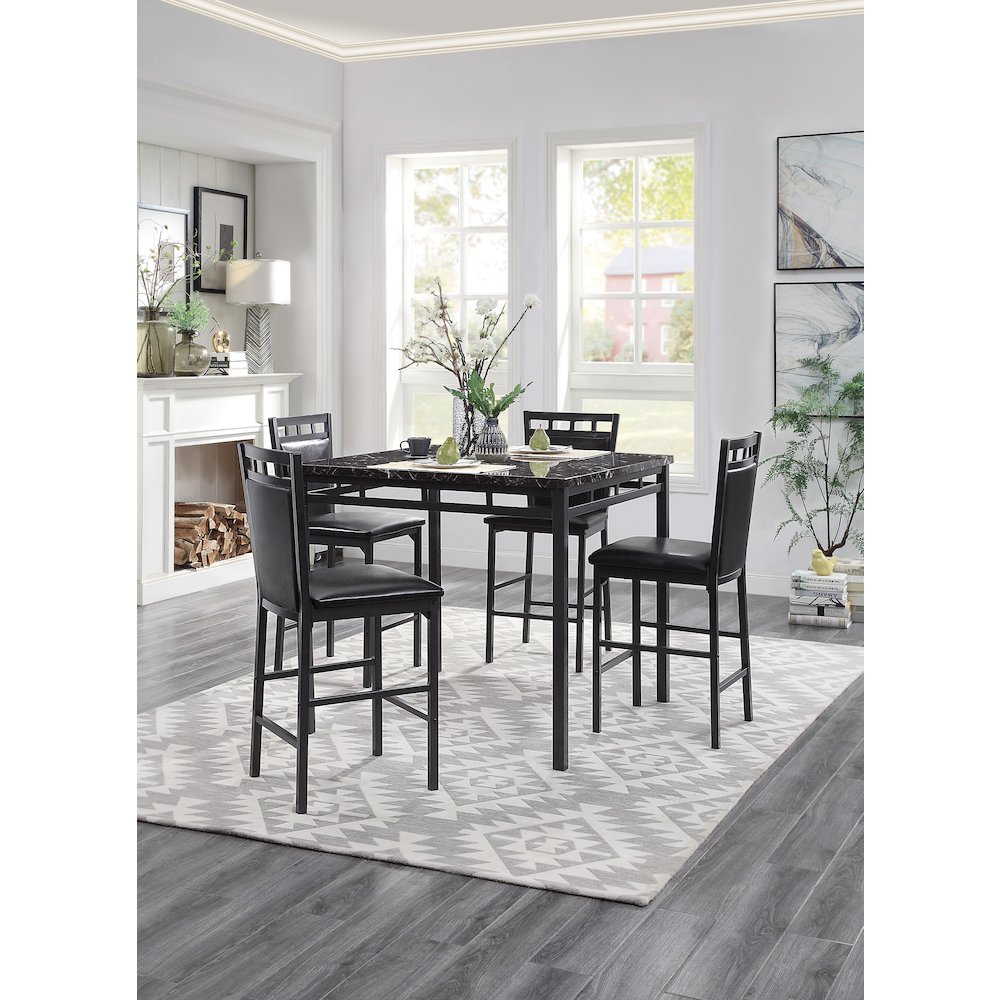 Olney Faux Marble Counter Height Dining Table Set (Set of 5) in Black. Picture 2