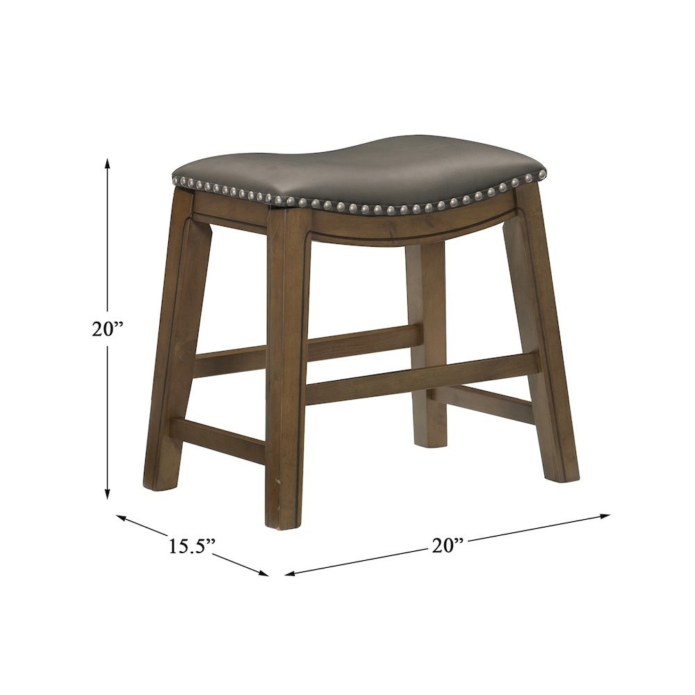 Ordway Solid Wood 18" Height Saddle Stool in Gray. Picture 4