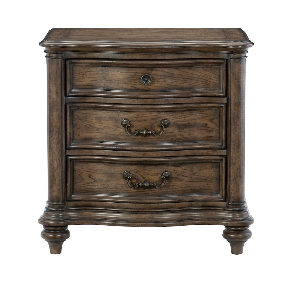 Heath Court Asian Hardwood Nightstand in Brown Oak. Picture 1