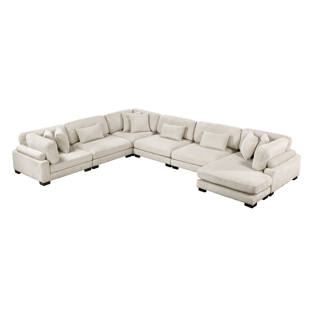 Traverse Corduroy 6-Piece Modular Sectional with chaise in Beige. Picture 1