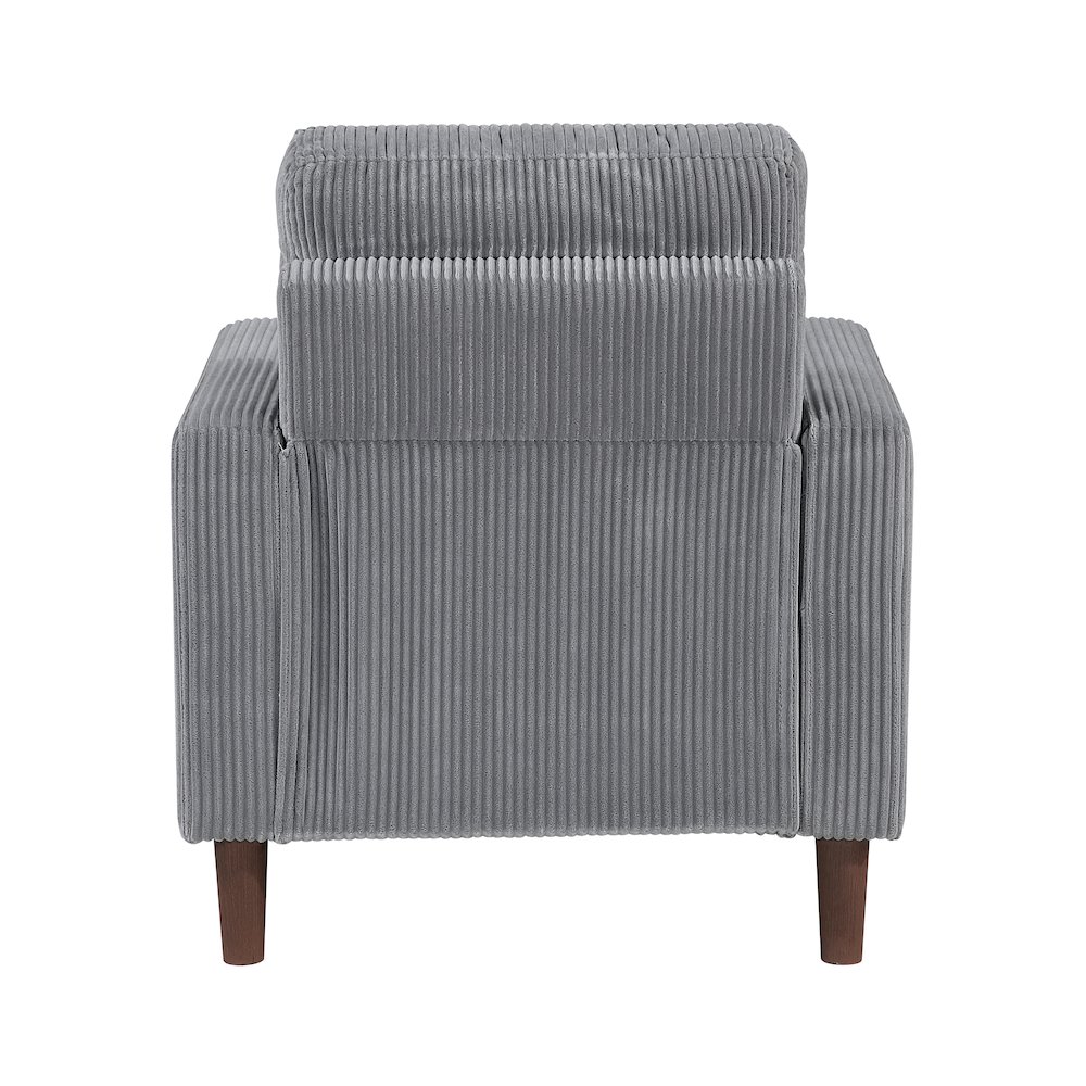 Crandall Corduroy 3pc Set: Sofa, Loveseat, Chair in Gray. Picture 9