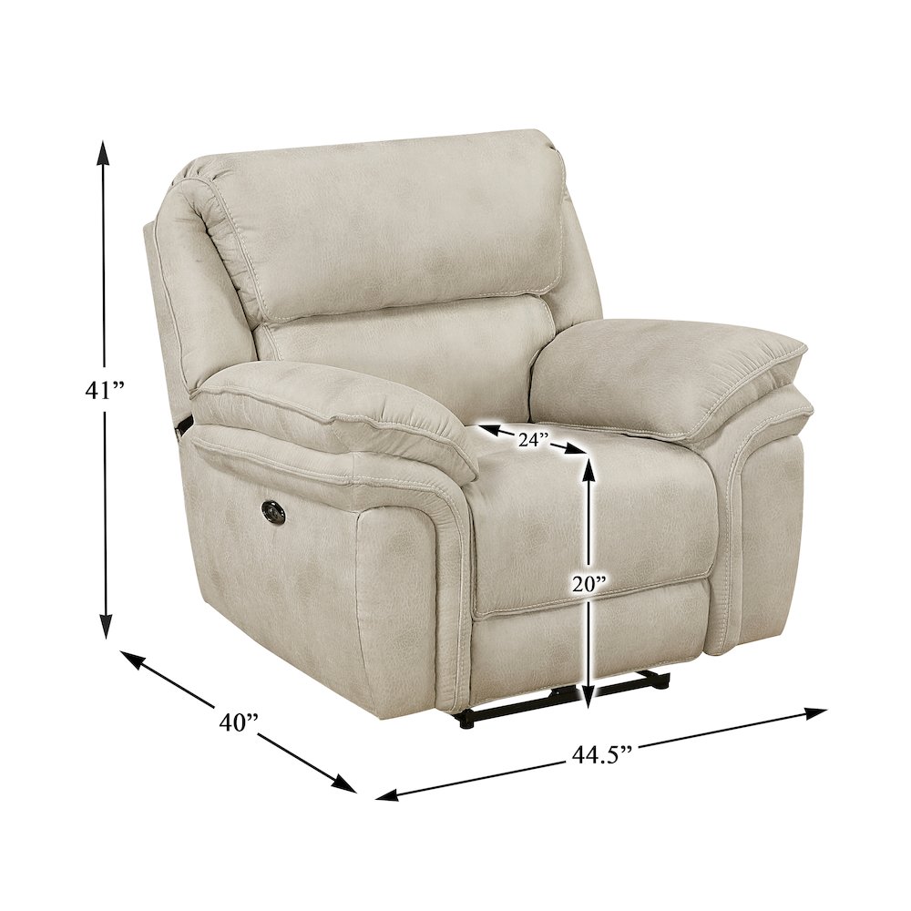 Proctor Microfiber Power Reclining Chair in Sand. Picture 5