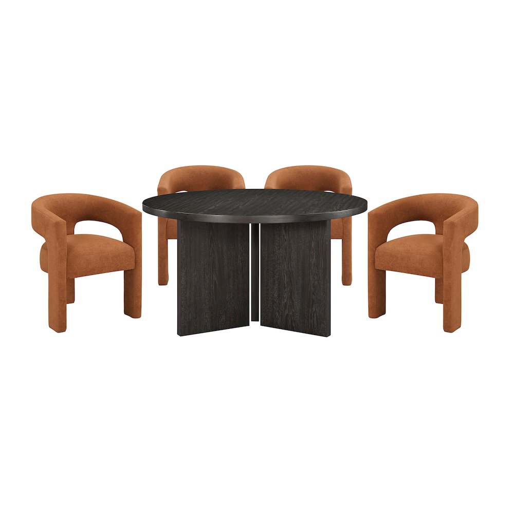 Marais Asian Hardwood 5-Piece Dining Set in Ebony. Picture 3