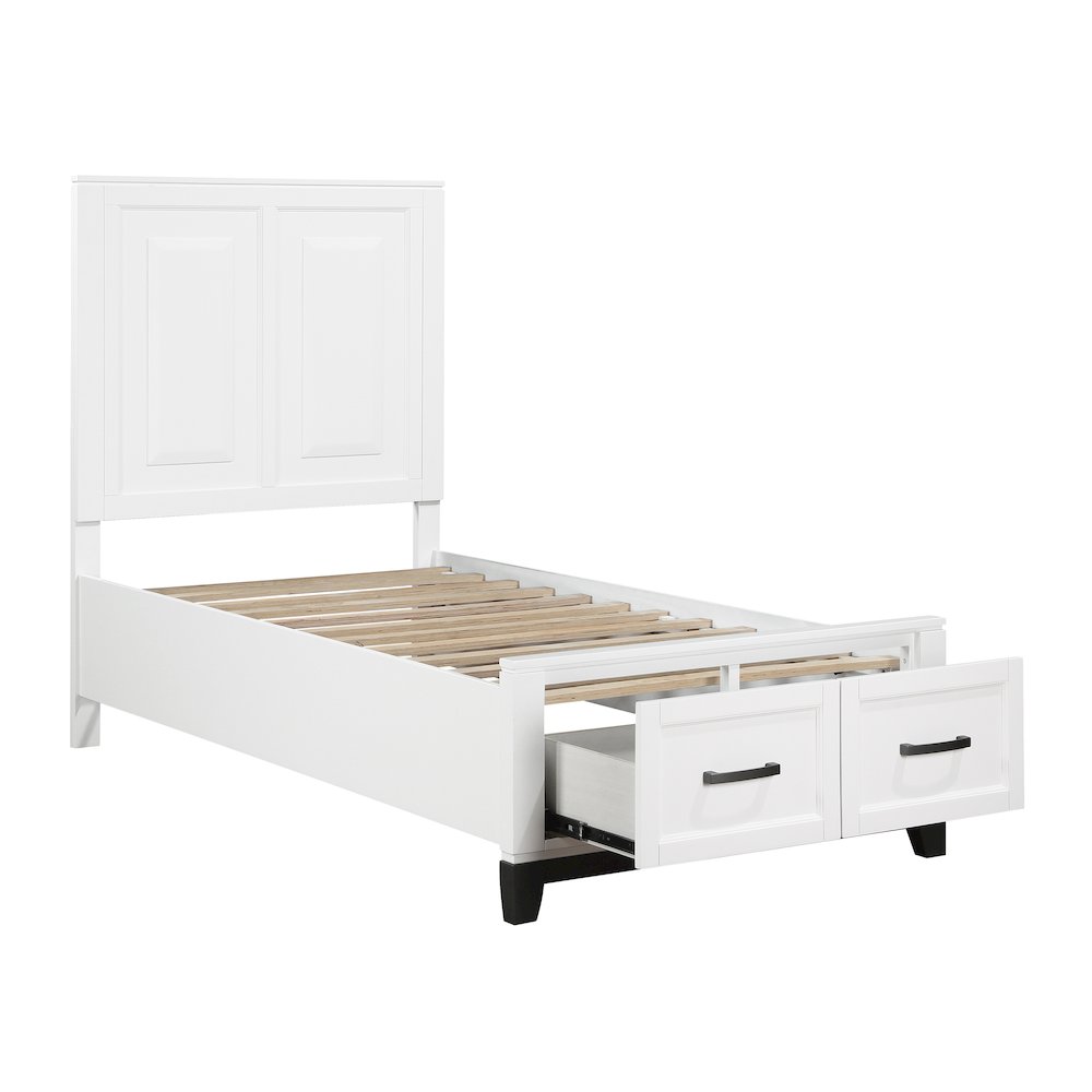 Garretson Acacia Twin Pltfm Bed in 2-Tone Finish (White n Metallic Gray). Picture 8