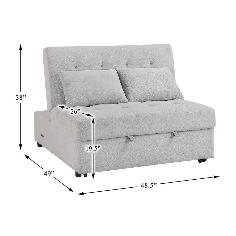Desmond Textured Convertible Armless 2-Seater with Pull-out Bed in Gray. Picture 8