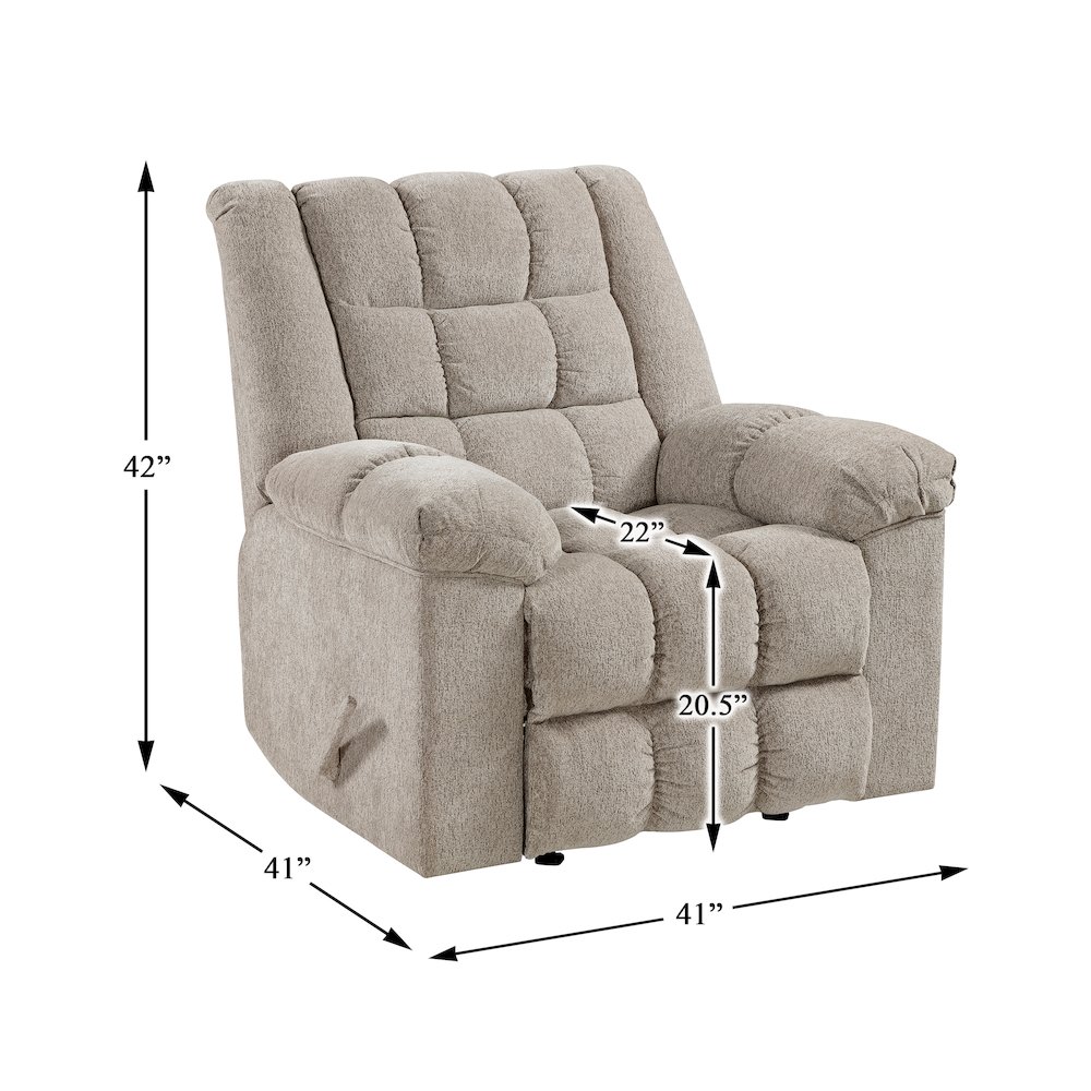 Baldwin Chenille Rocker Reclining Chair in Light Brown. Picture 5