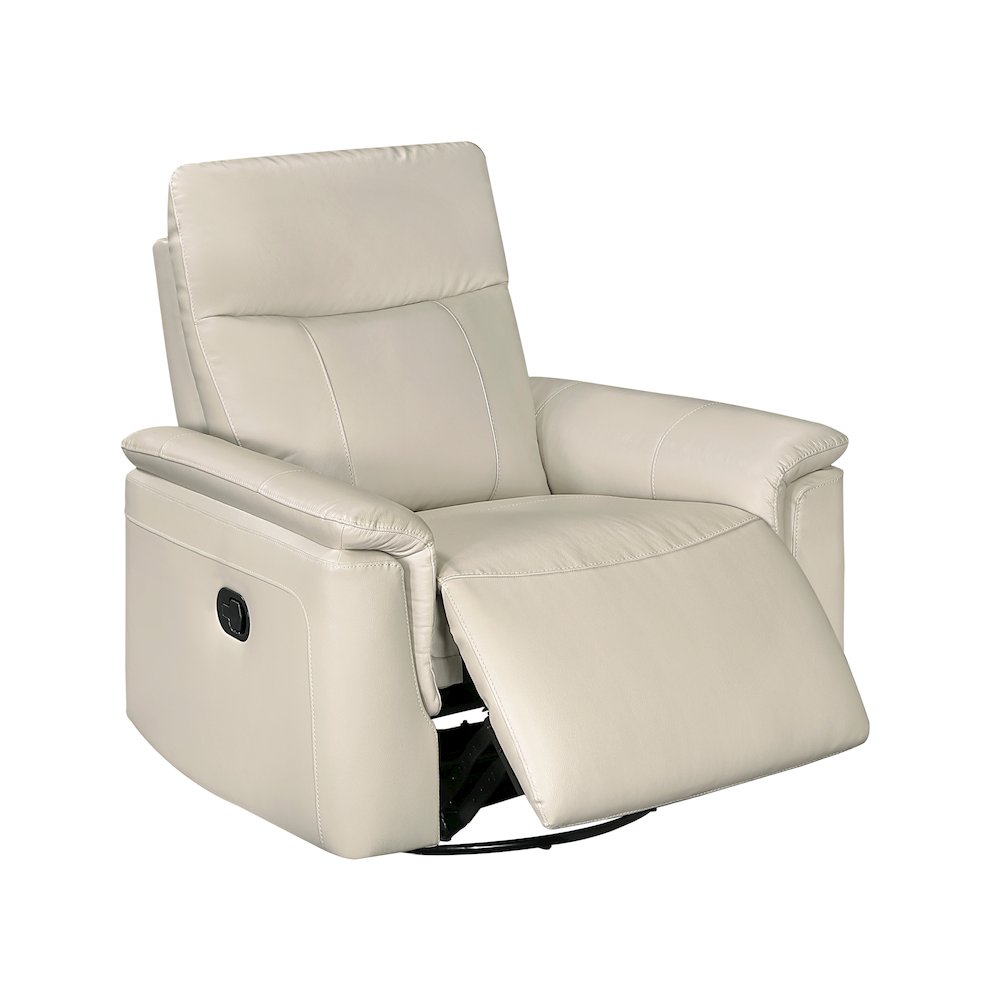 Hadley Leather Swivel Glider Reclining Chair in Taupe. Picture 7
