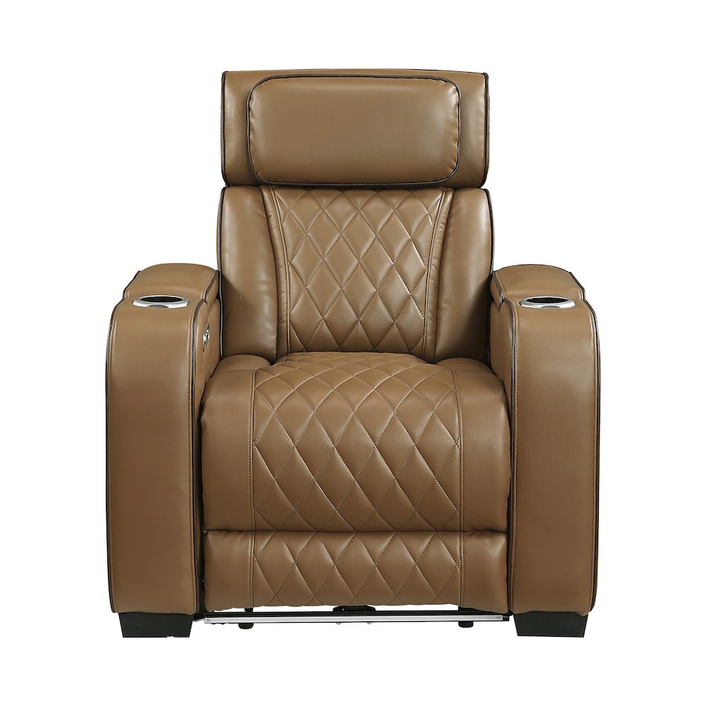 Fairway Faux Leather 2pc Set: Sofa, Loveseat, Chair in Brown. Picture 13