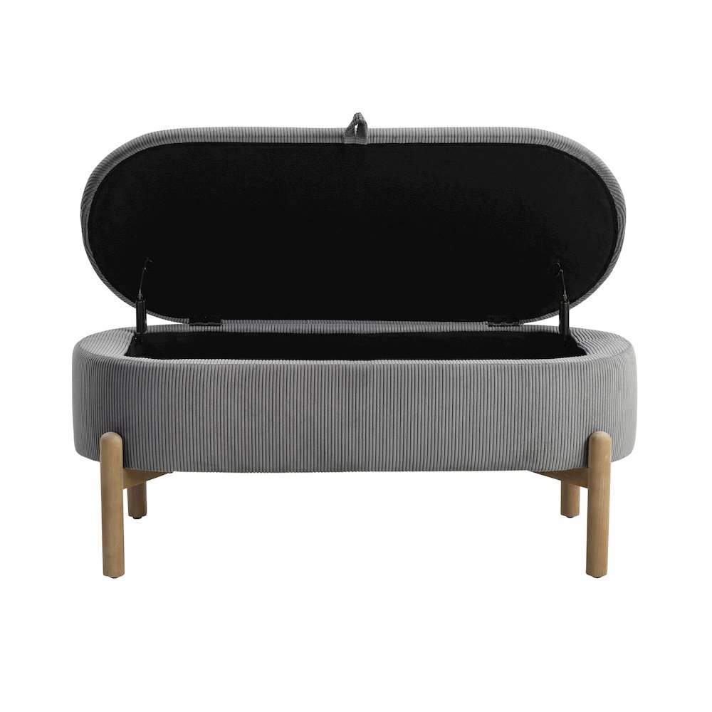 Mavis Corduroy Lift Top Storage Bench in Gray. Picture 6