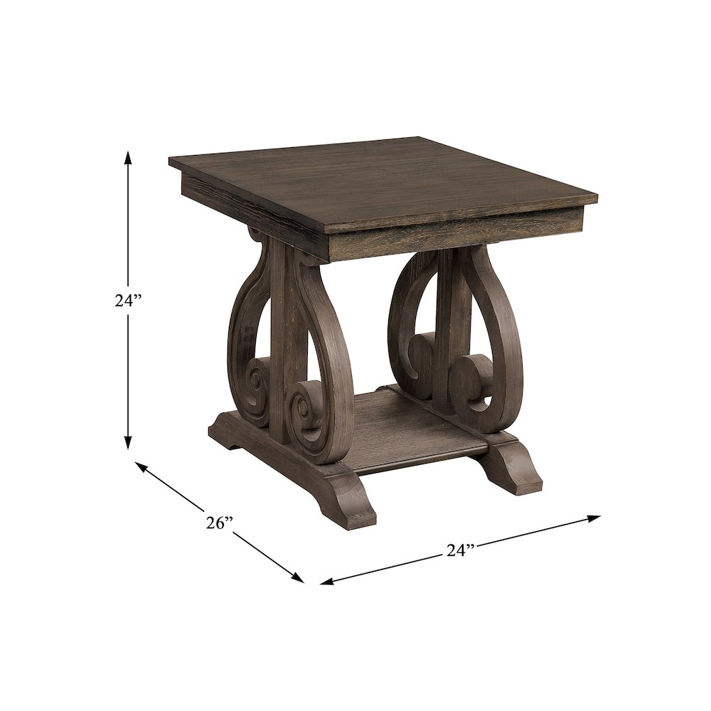 Toulon Pine End Table in Wire-Brushed Power Glaze Oak. Picture 4