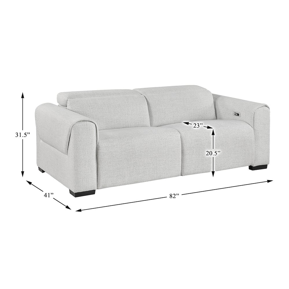 McPherson Chenille Power Double Reclining Love Seat in Cloud. Picture 4