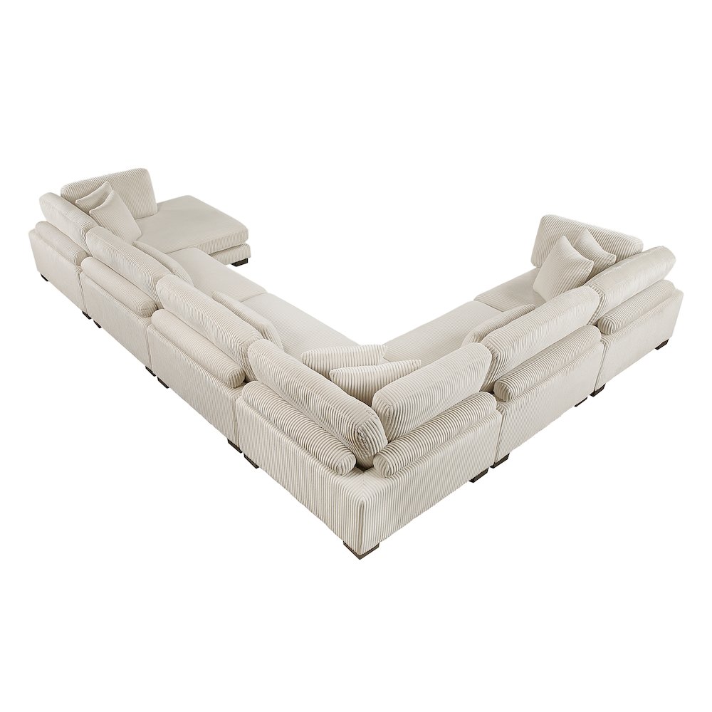 Traverse Corduroy 6-Piece Modular Sectional with chaise in Beige. Picture 5