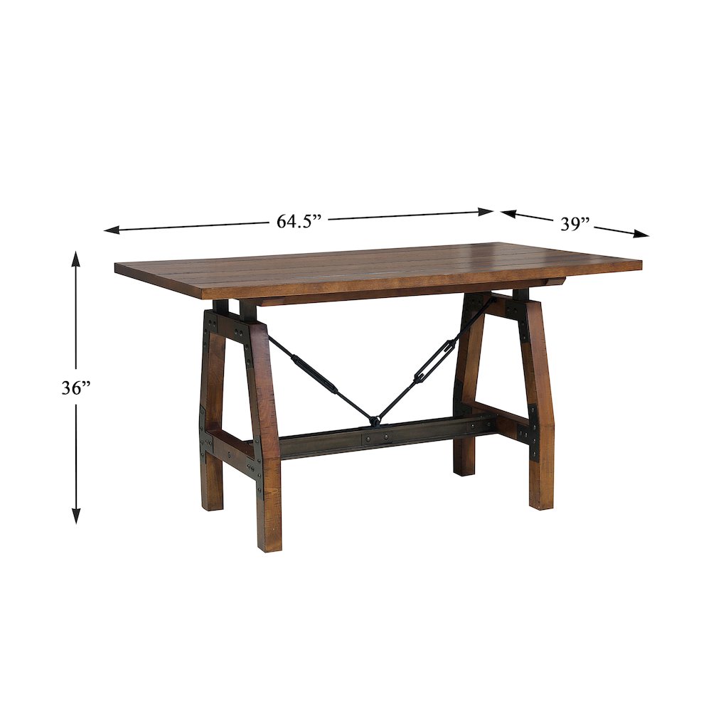 Holverson Wood Veneer Counter Height Table in Rustic Brown & Gunmetal. Picture 4