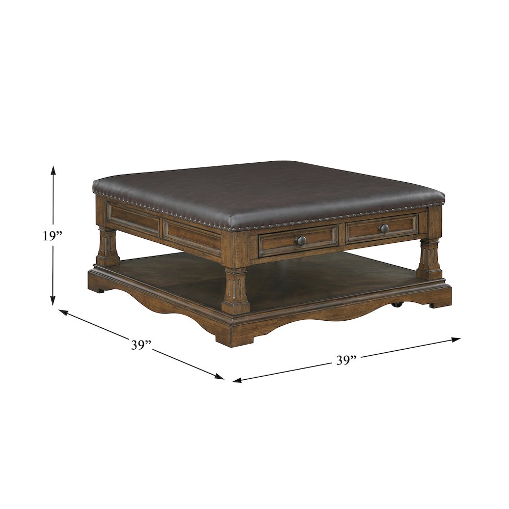 Rochester Asian Hardwood Cocktail Table in Brown. Picture 4
