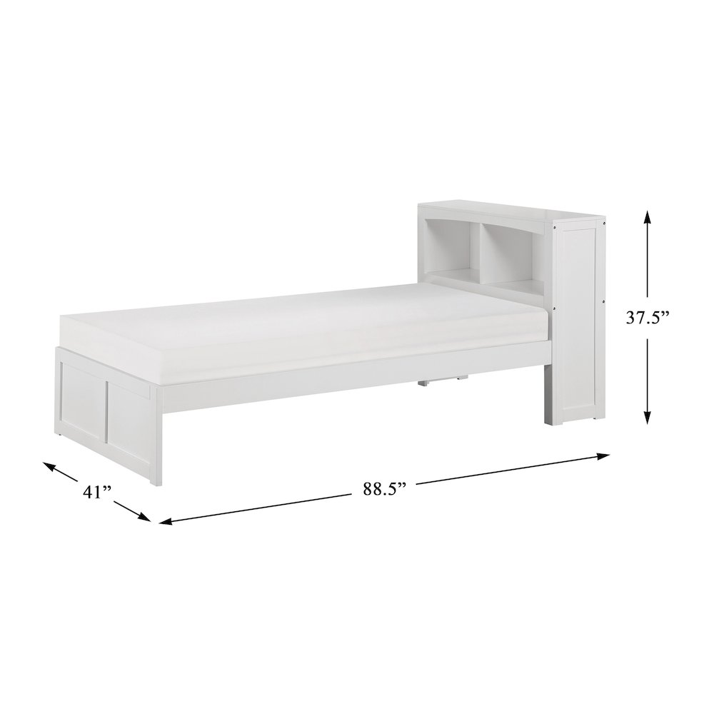 Galen Pine Twin Bookcase Bed in White. Picture 3